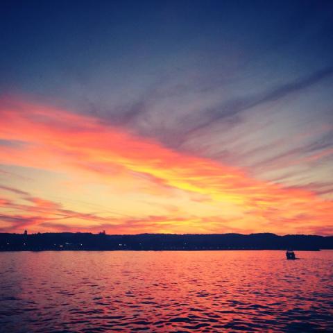 The sunset over West Grand Traverse Bay