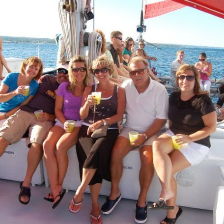 A group drinking on the Nauti-Cat